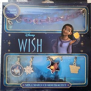 Perfect GIFT! Disney Wish Purple Charm Bracelet with Gold Accents